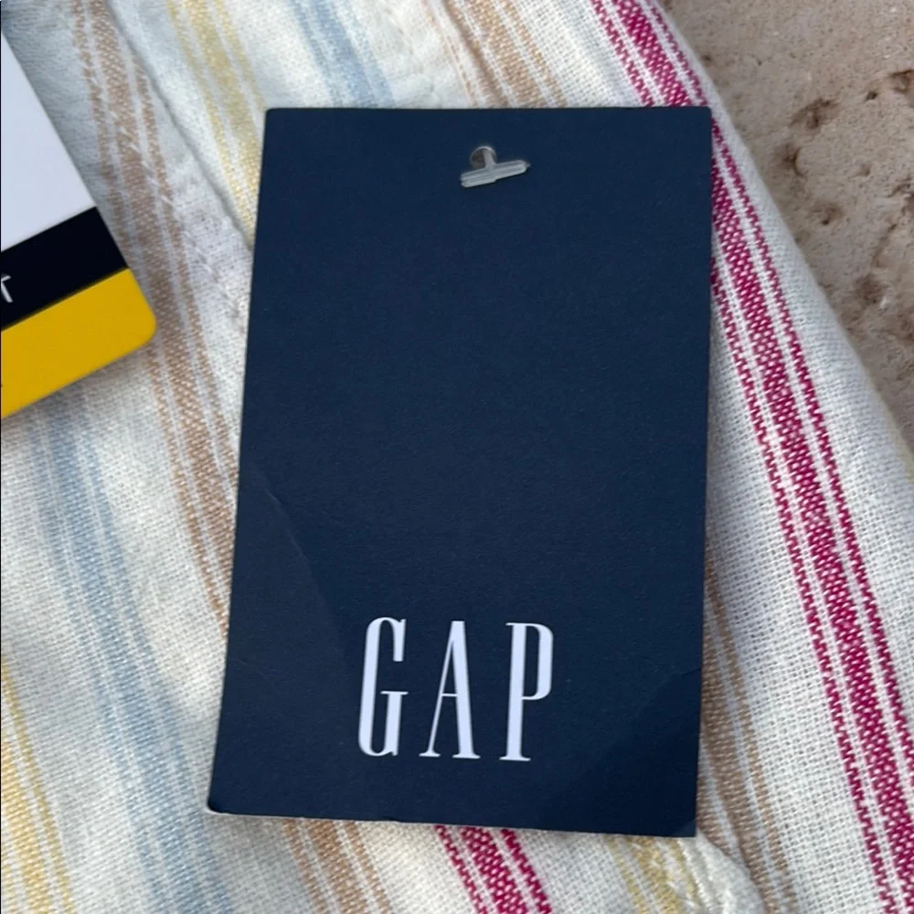 NWT GAP High Waist M Shorts in Linen/Rayon blend Cream w/ Stripes. Summer cool! - Picture 12 of 15